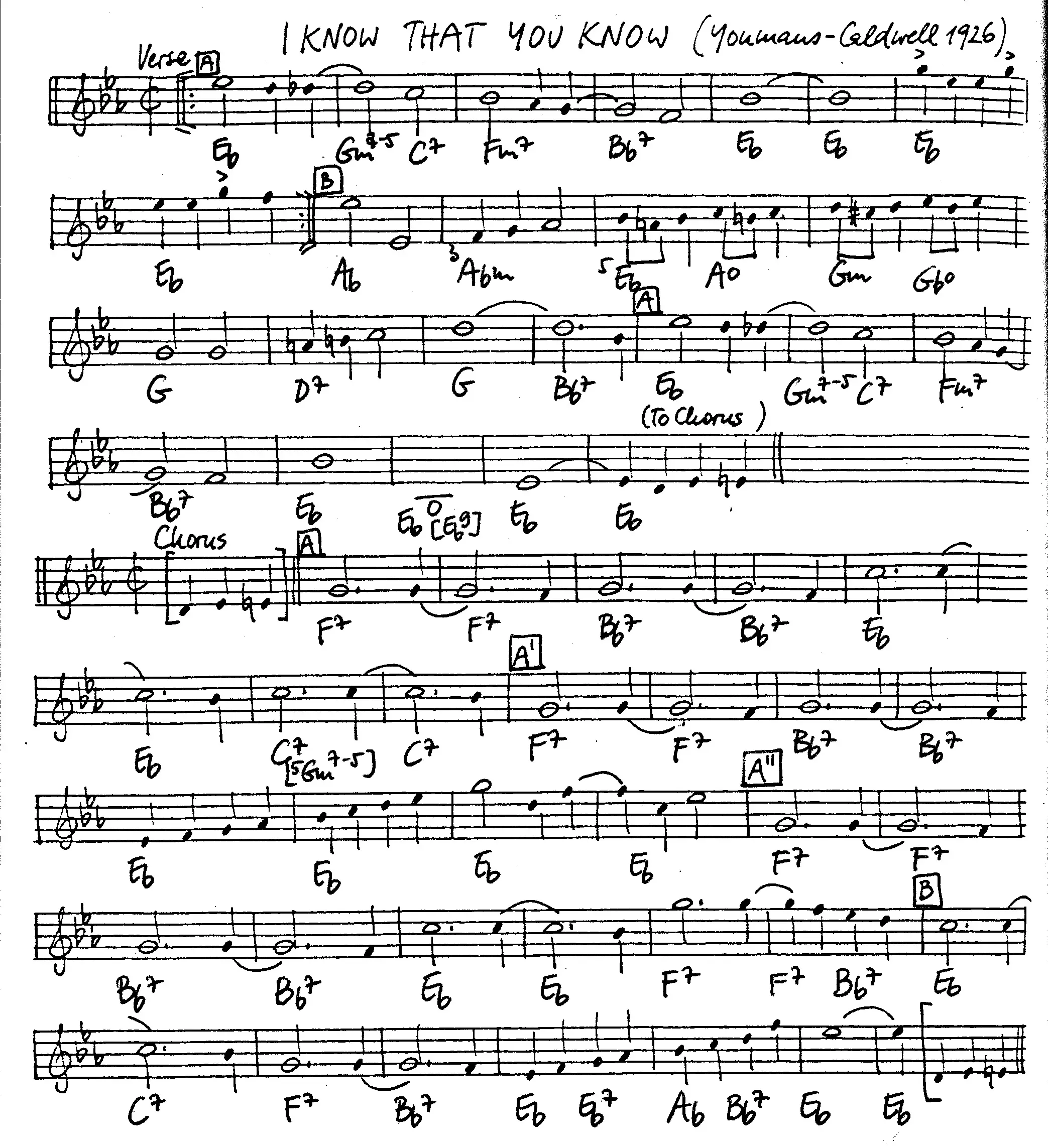 i know that you know free jazz leadsheet - Courtesy of the Jungle Jazz Band